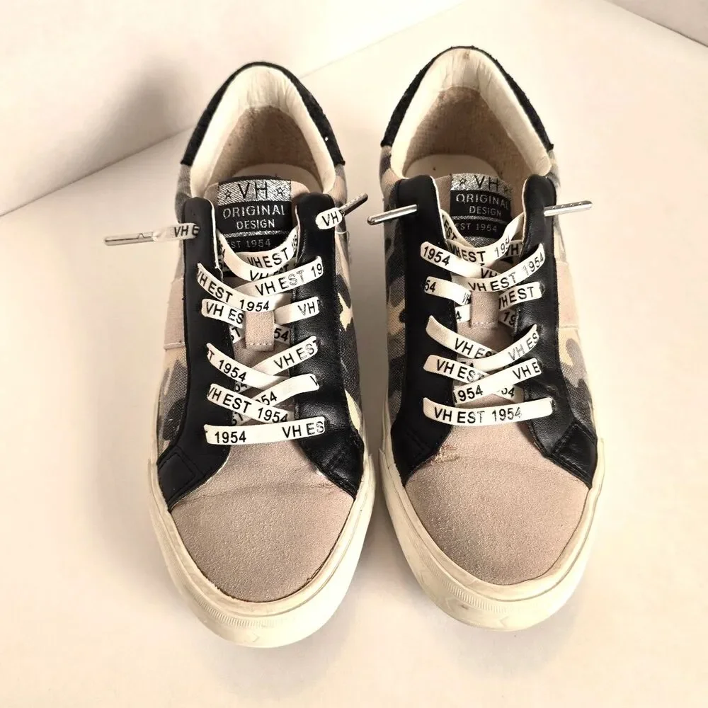 VINTAGE HAVANA Gray Camo Low‑Top Sneakers with VH EST 1954 Logo Laces